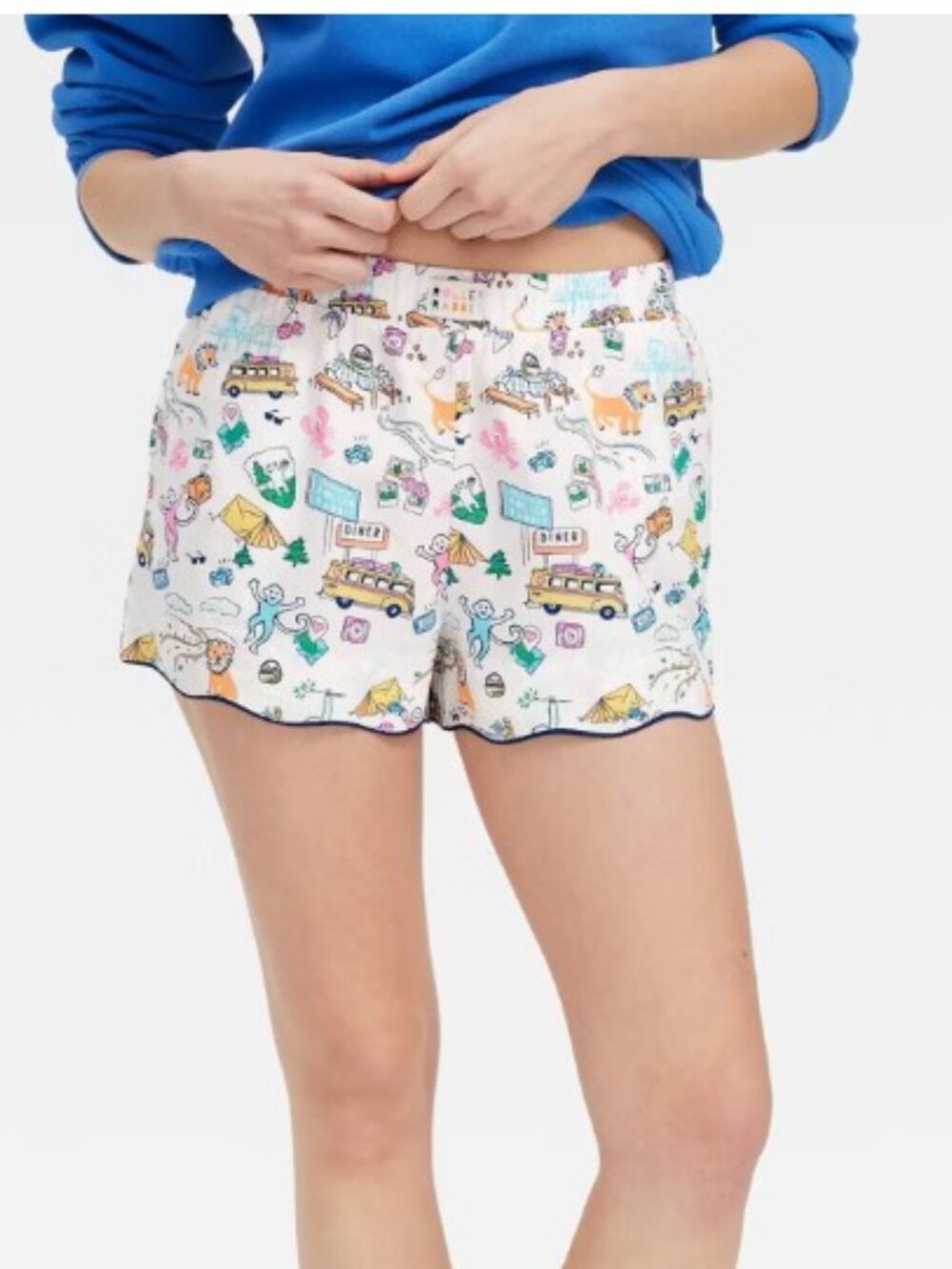 Women's Roadtrip Poplin Boxer Shorts Blue/Yellow/Pink - Roller Rabbit x Target M